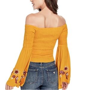 New With Tags Guess Smocked Off The Shoulder Top